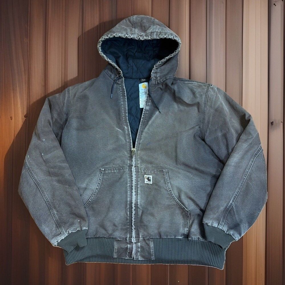 Carhartt Hooded Active Jacket Dark Brown J130 DKB Men X-Large Tall -Great Fade!